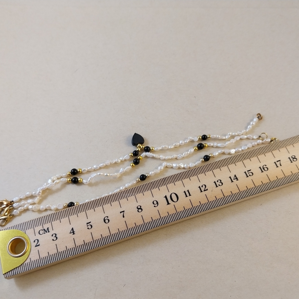 Chic Freshwater Pearl and Black Bead Bracelets with Gold Accents - Picture 6 of 10